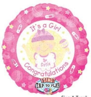 28" IT'S A GIRL CONGRAT SINGING MYLAR